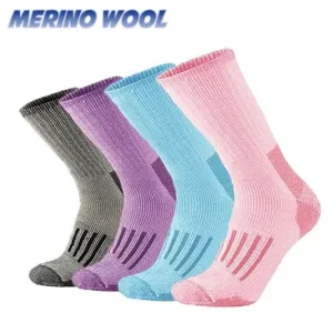 Women's Winter Warm Hiking Cycling Colorful Socks - 4 Pairs