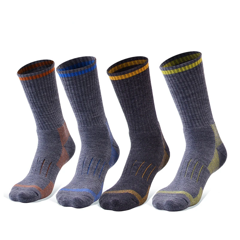 Unisex Merino Wool Socks Hiking Socks Medium Cushioned Mid-Tube Socks - 4 Pairs