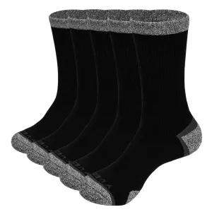 5 Pairs of Thick Winter Warm Socks for Men Black Cotton Mid-calf Work Socks