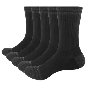 5 Pairs of Men's Black Cotton Mid-Cut Work and Casual Socks