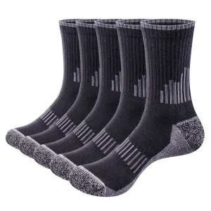 5-Pack Men's High Performance Cotton Cushioned Walking Socks