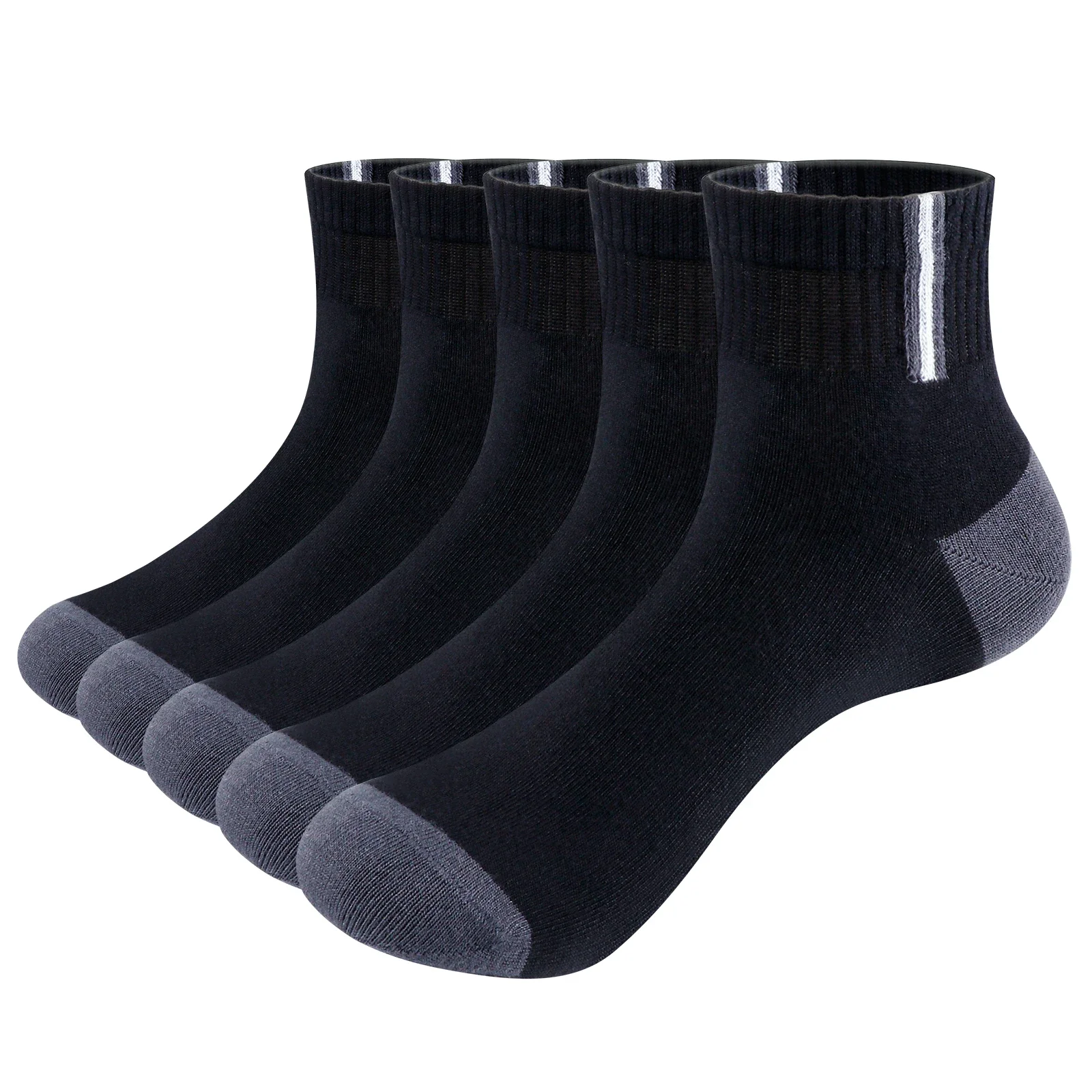 Men's Breathable Bamboo Quarter Socks - 5 Pairs